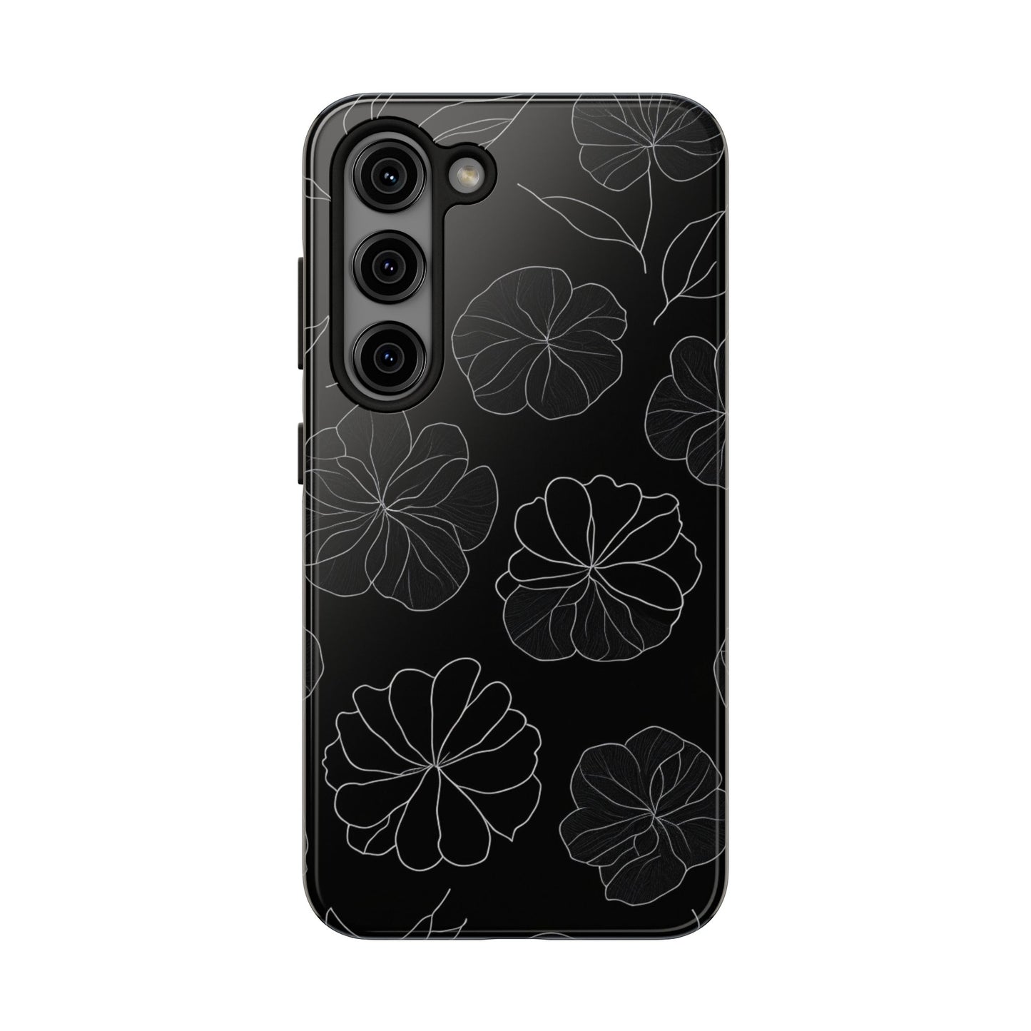 Black Floral Tough Phone Case