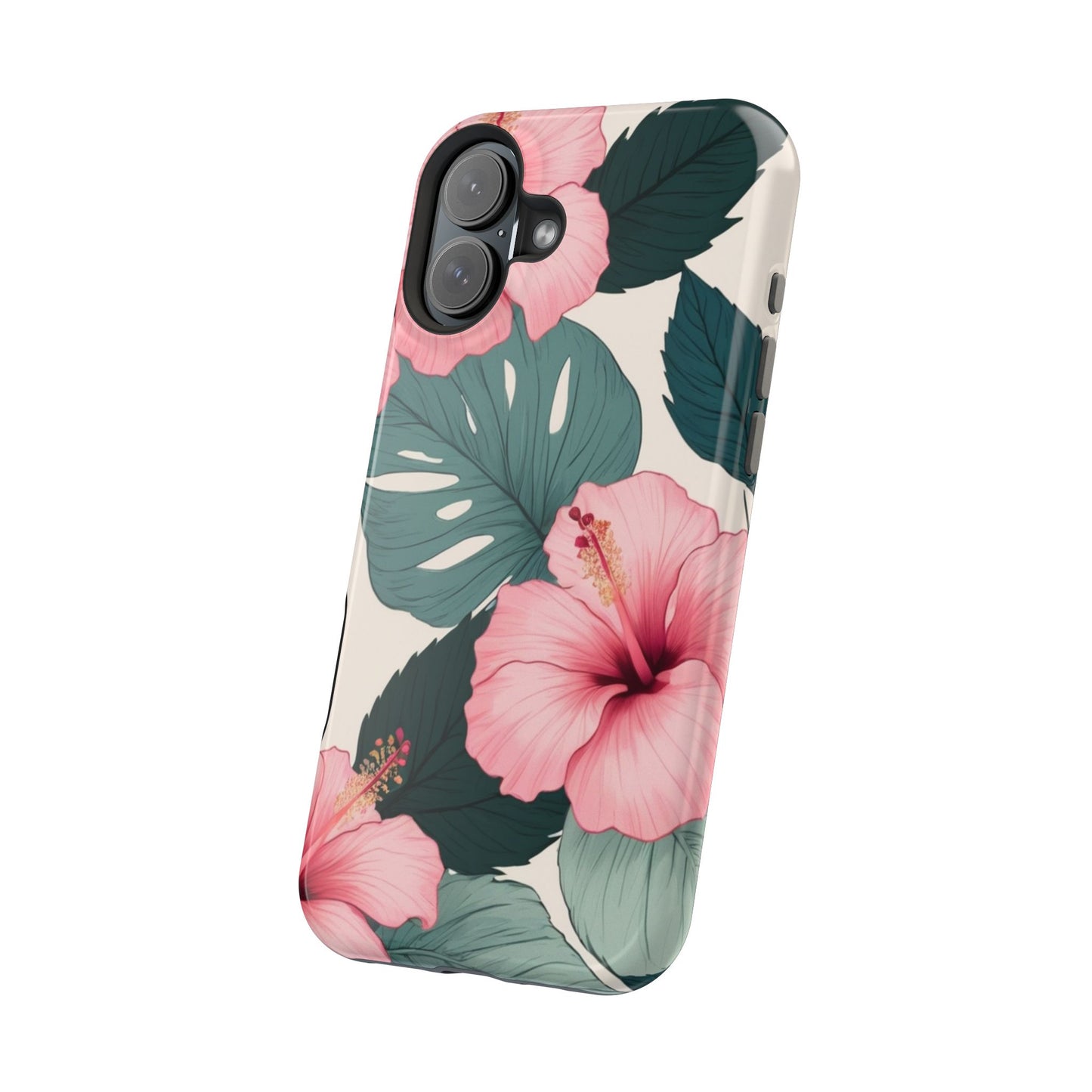 Tropical Hibiscus Magnetic Tough Phone Case for iPhone 13 14 15 16 Models