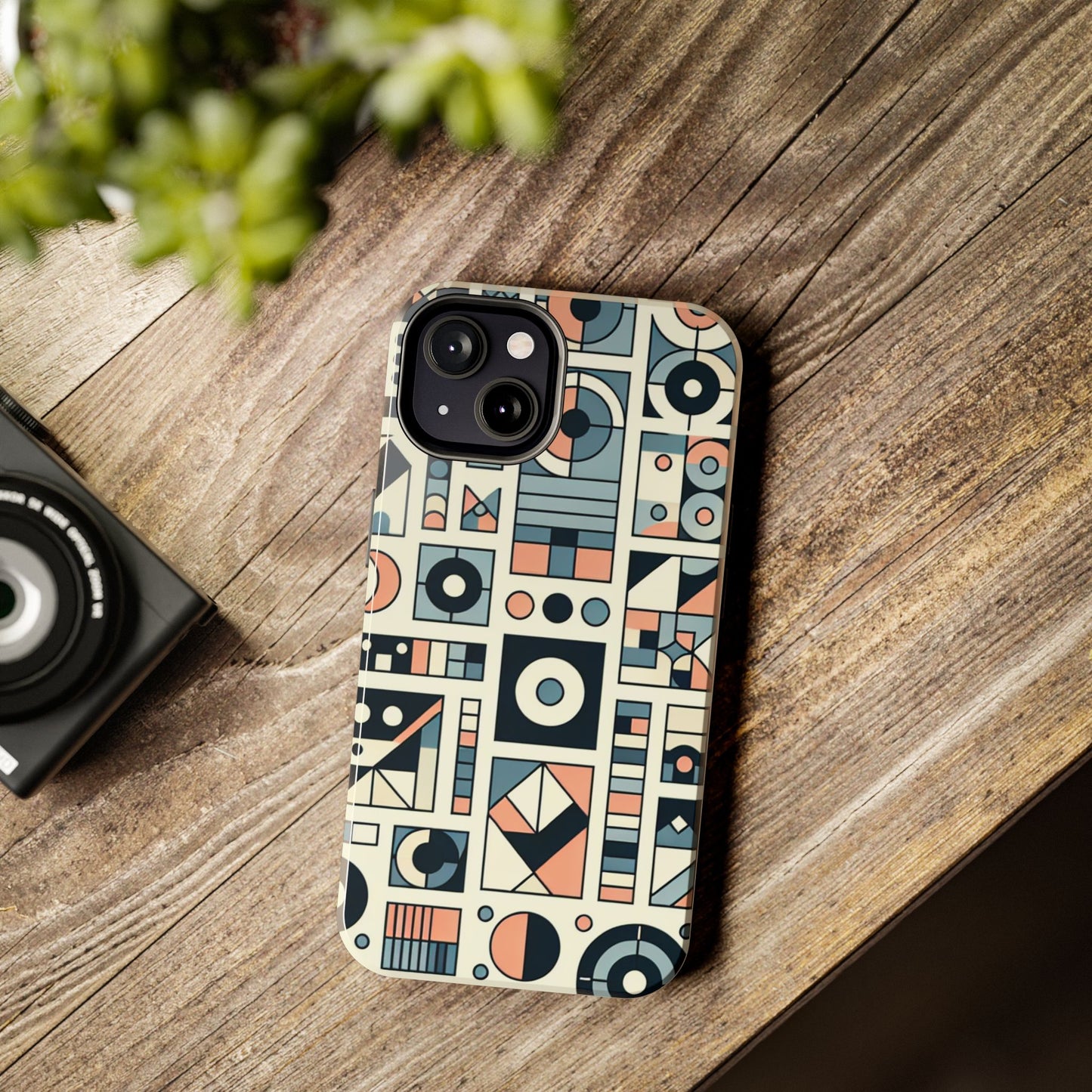 Geometric Print Tough Phone Case for iPhone 16 15 14 13 12 11 X 8 7 Samsung Galaxy S24 S23 S22 S21