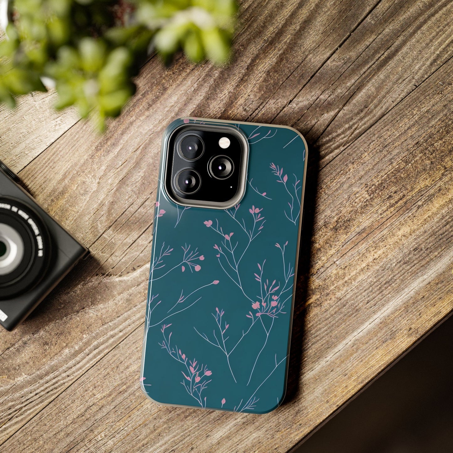 Teal Floral Tough Phone Case