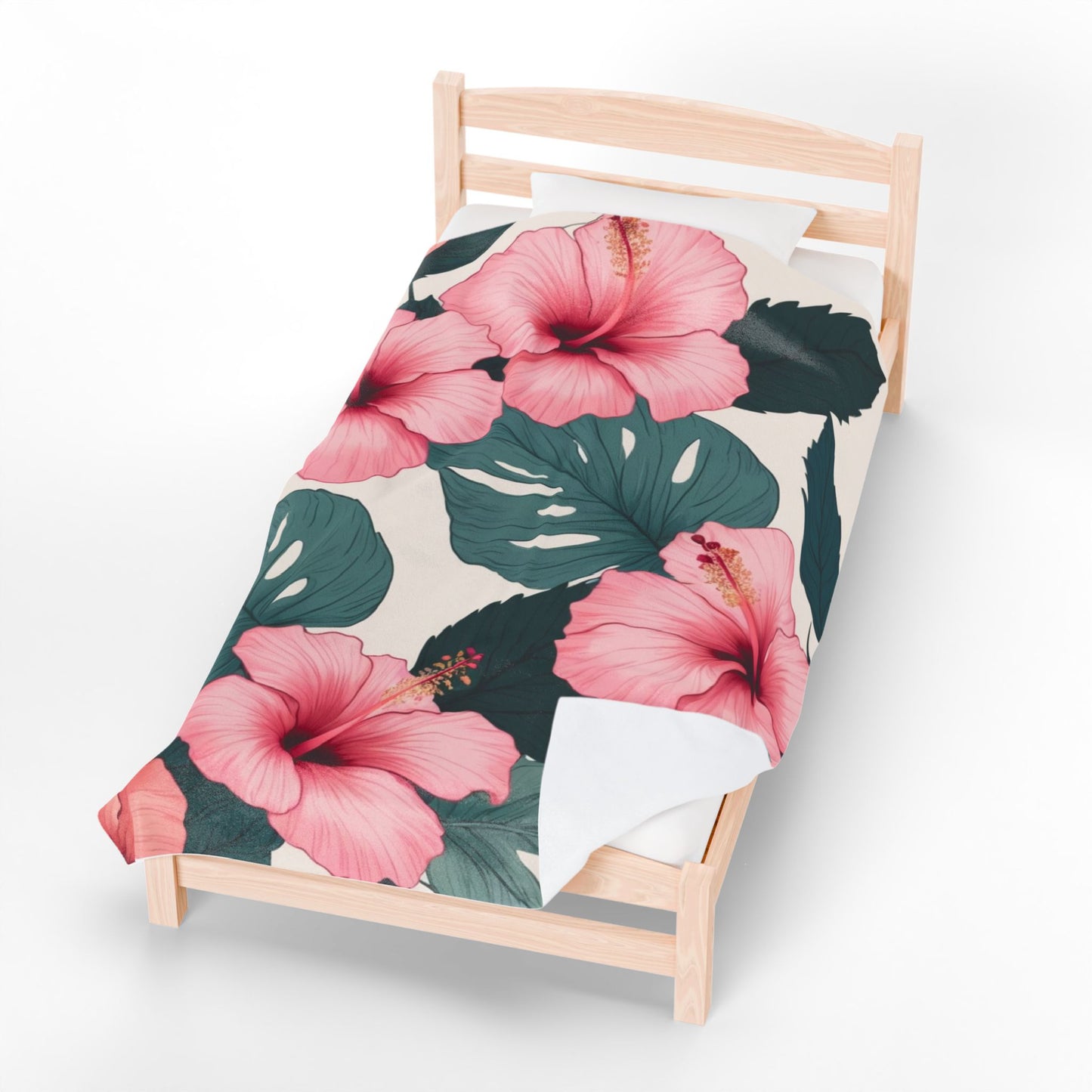 Tropical Hibiscus Velveteen Plush Blanket