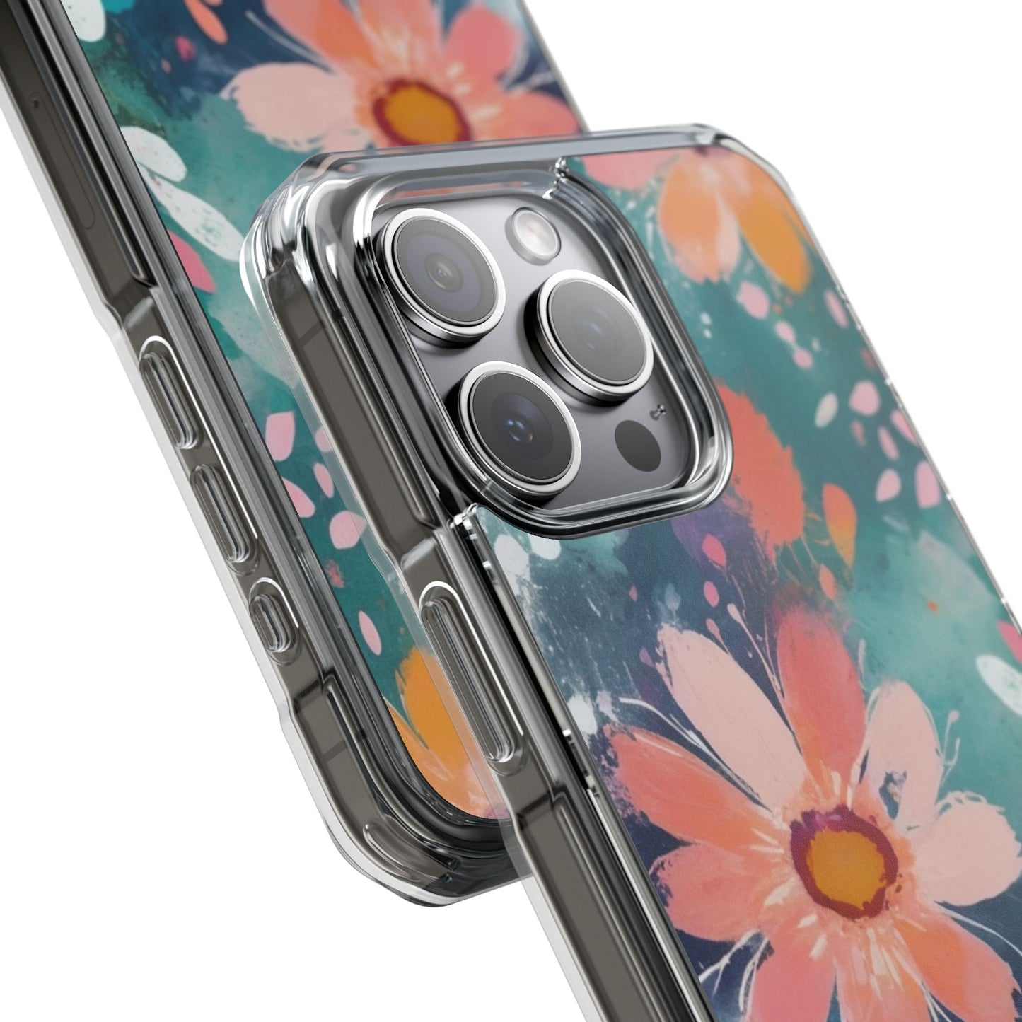 Pastel Floral Magnetic Clear Impact Case for iPhone 16 15 14