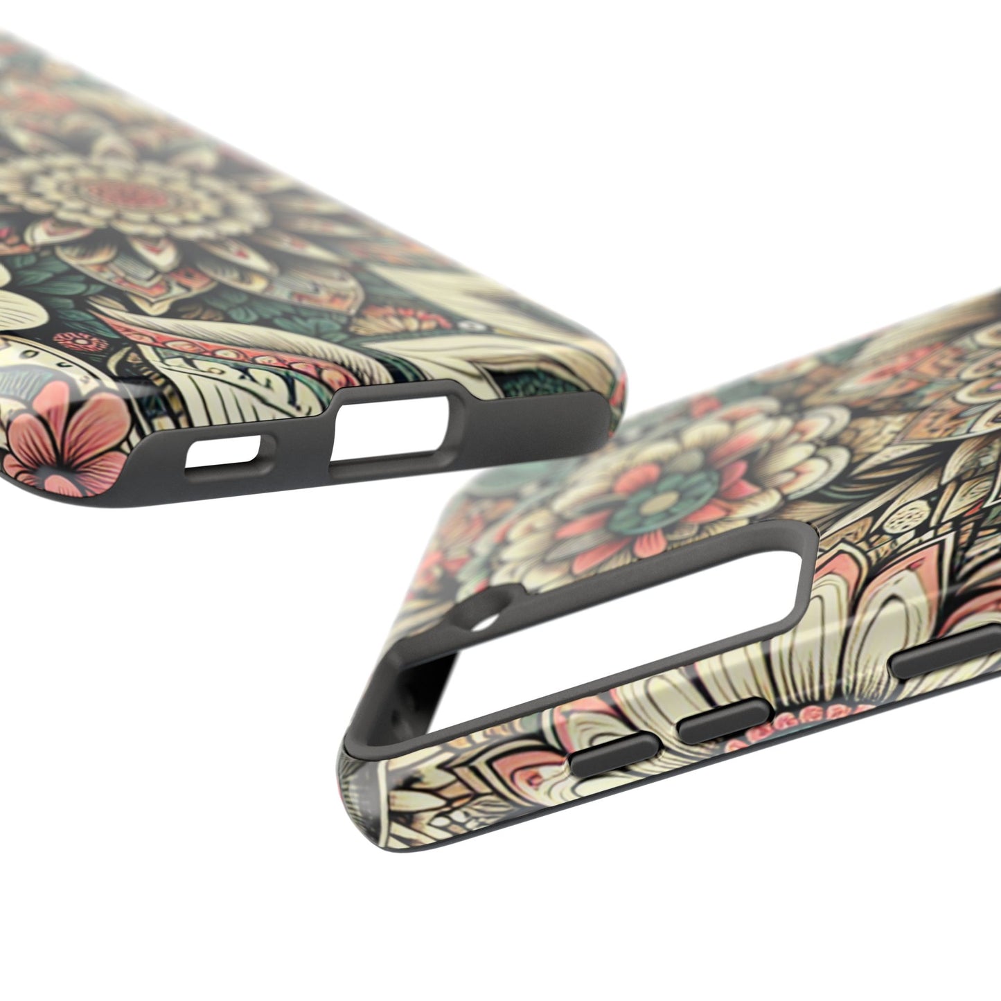 Boho Floral Tough Case for iPhone 16 15 14 13 12 11 X 8 7 Samsung Galaxy S24 S23 S22 S21