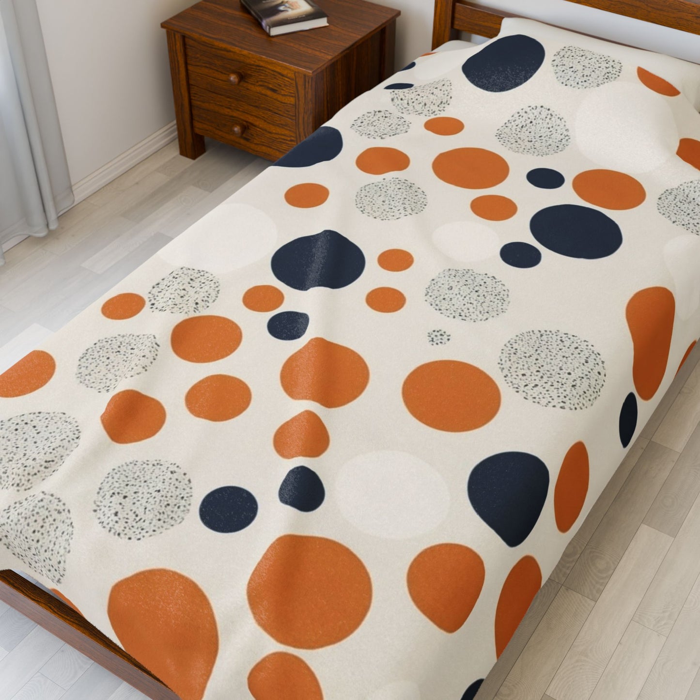 Orange Polka Dot Cozy Velveteen Blanket