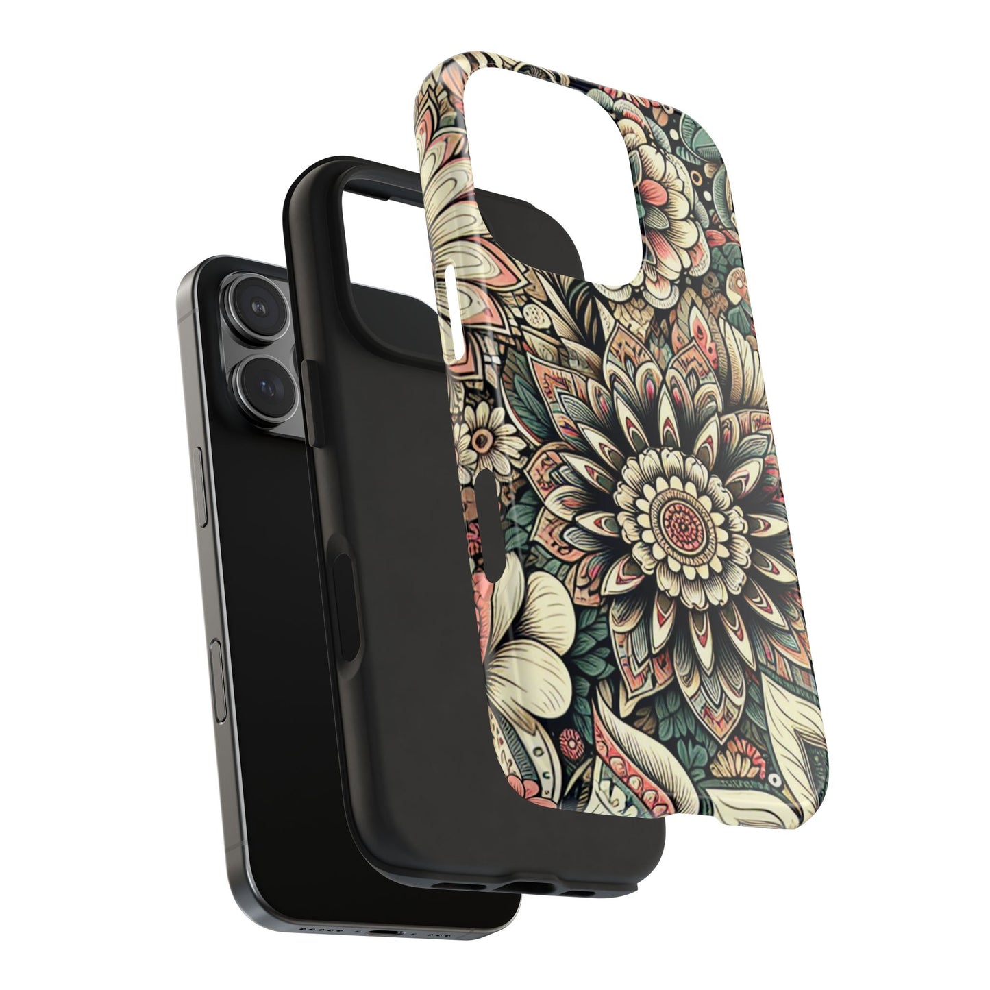 Boho Floral Tough Case for iPhone 16 15 14 13 12 11 X 8 7 Samsung Galaxy S24 S23 S22 S21