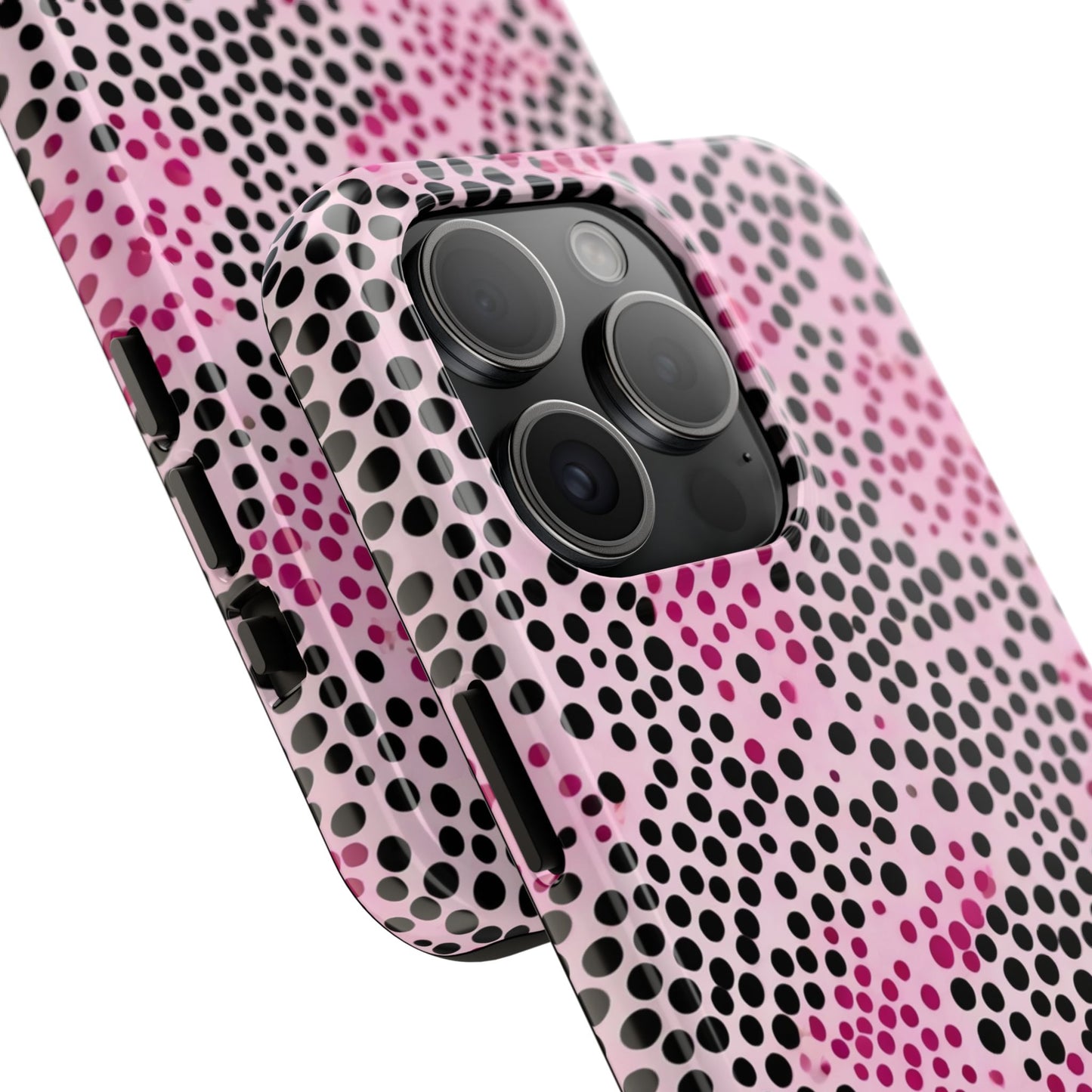 Pink and Black Dot Design Tough Phone Case