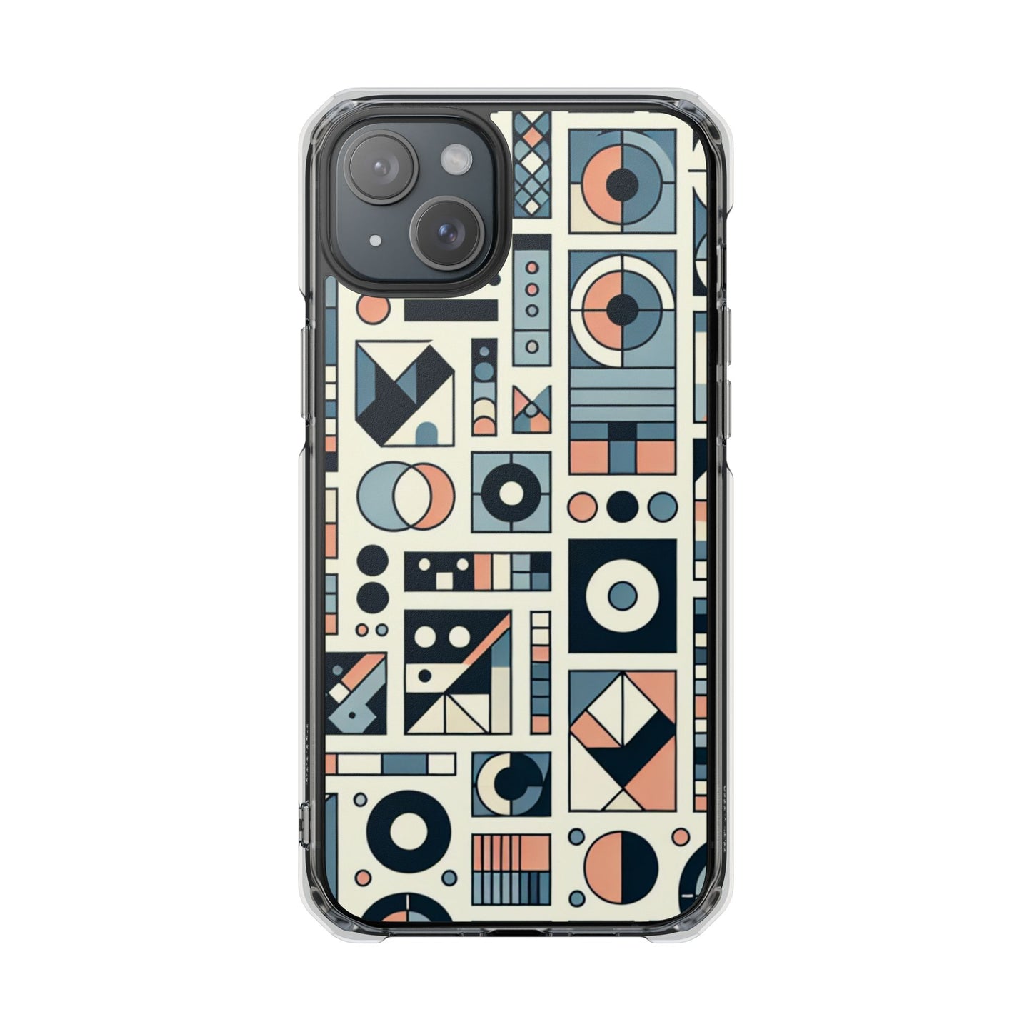 Geometric Print Magnetic Clear Impact Case for iPhone 16 15 14