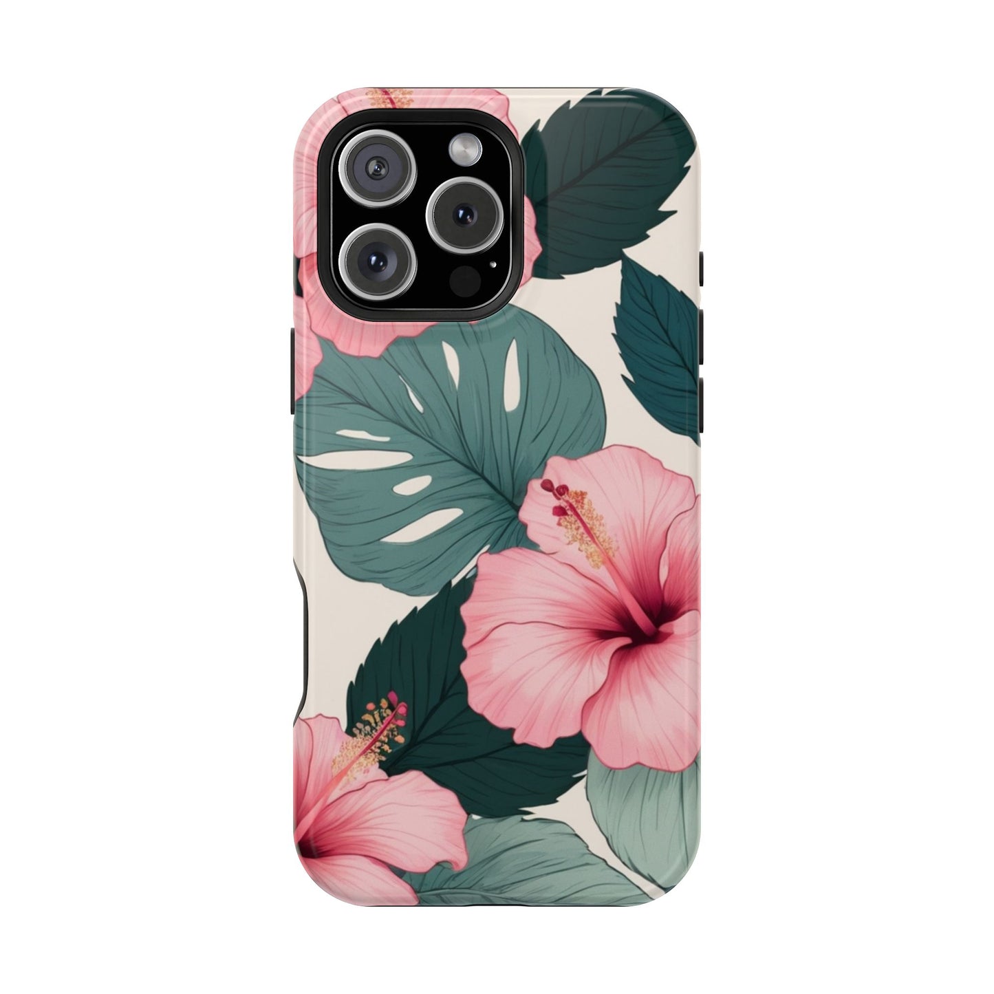 Tropical Hibiscus Magnetic Tough Phone Case for iPhone 13 14 15 16 Models