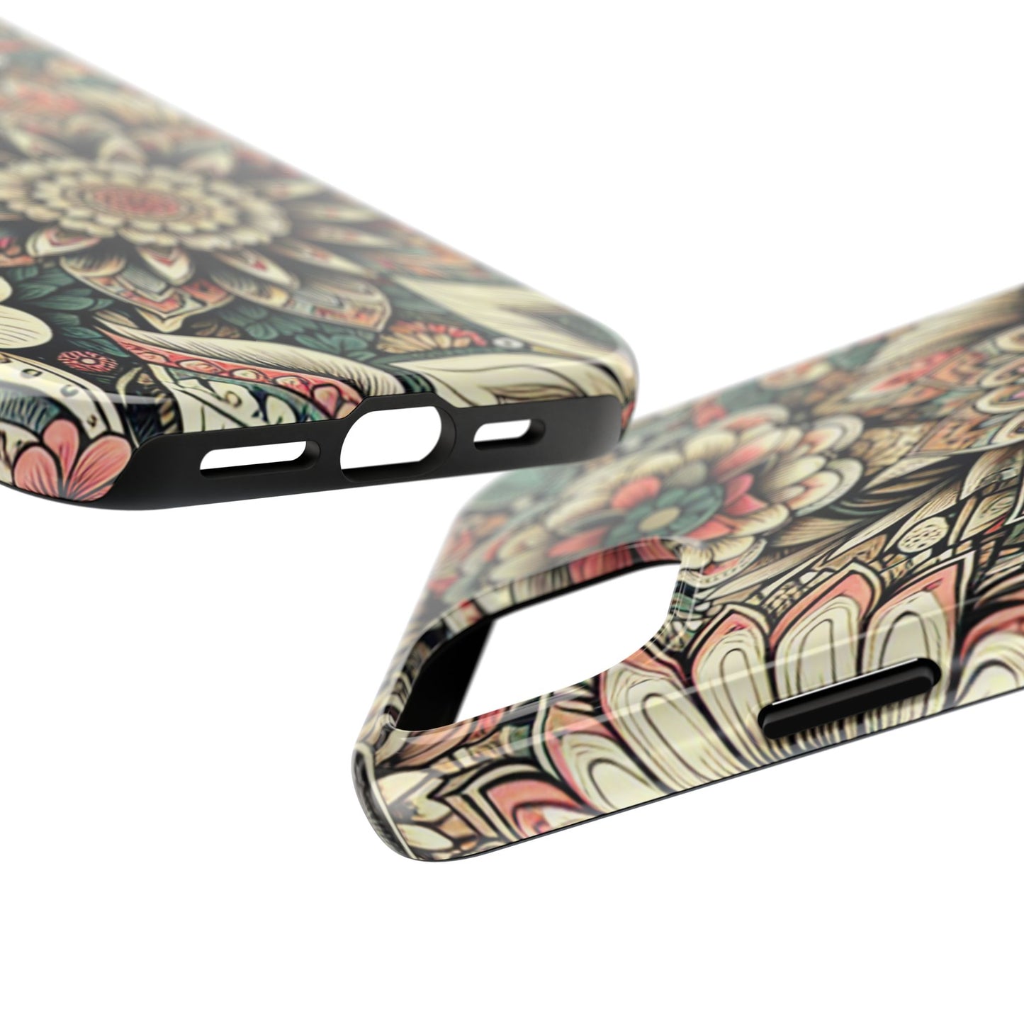 Boho Floral Tough Case for iPhone 16 15 14 13 12 11 X 8 7 Samsung Galaxy S24 S23 S22 S21