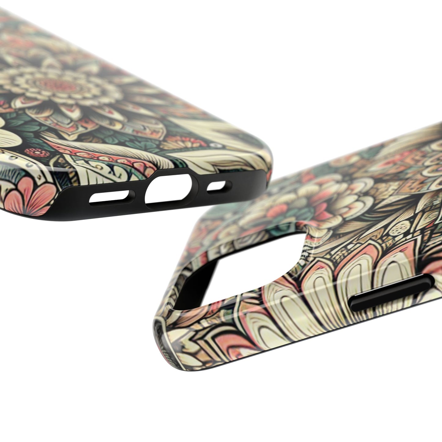 Boho Floral Tough Case for iPhone 16 15 14 13 12 11 X 8 7 Samsung Galaxy S24 S23 S22 S21