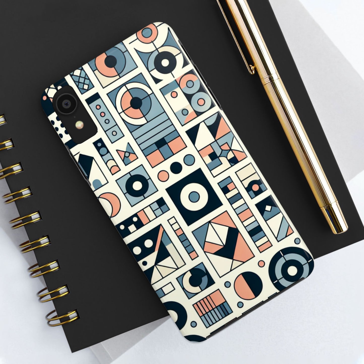 Geometric Print Tough Phone Case for iPhone 16 15 14 13 12 11 X 8 7 Samsung Galaxy S24 S23 S22 S21