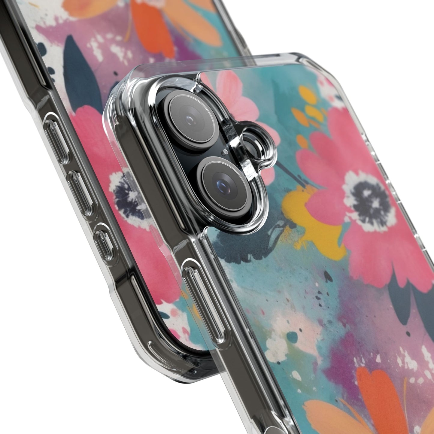 Vibrant Floral Magnetic Clear Impact Case for iPhone 16 15 14