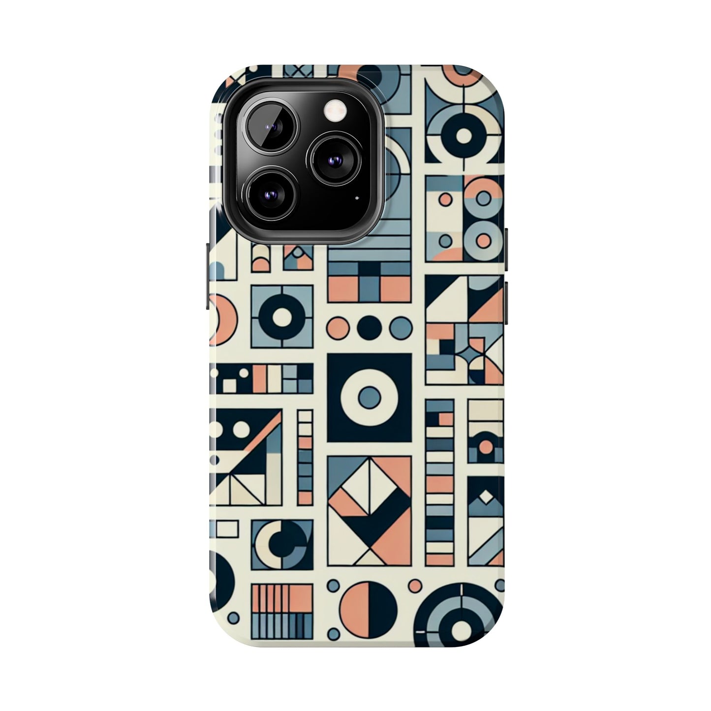 Geometric Print Tough Phone Case for iPhone 16 15 14 13 12 11 X 8 7 Samsung Galaxy S24 S23 S22 S21