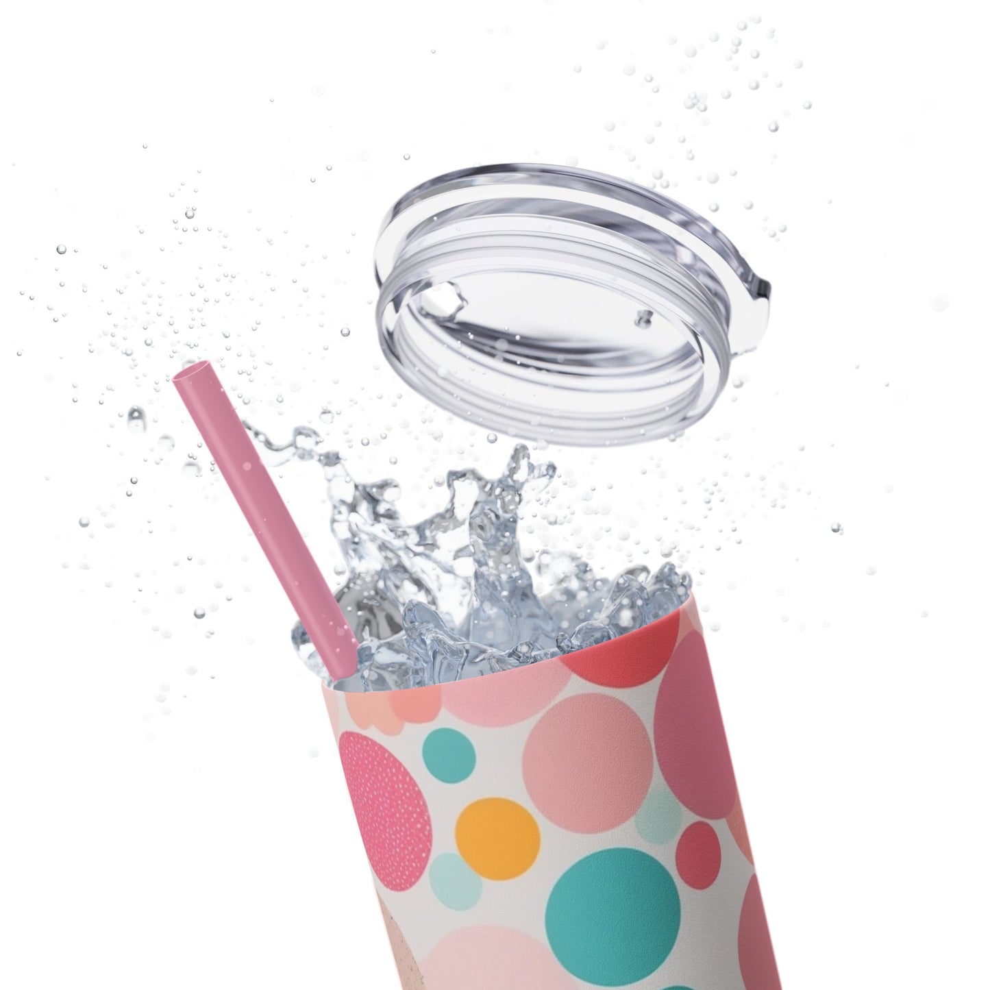 Colorful Polka Dot 20oz Skinny Tumbler with Straw - Fun & Stylish Drinkware