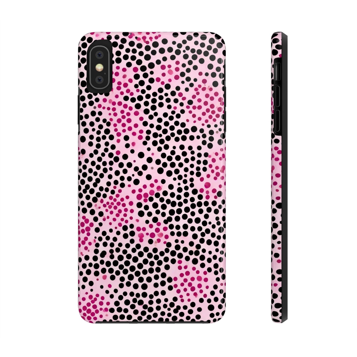 Pink and Black Dot Design Tough Phone Case