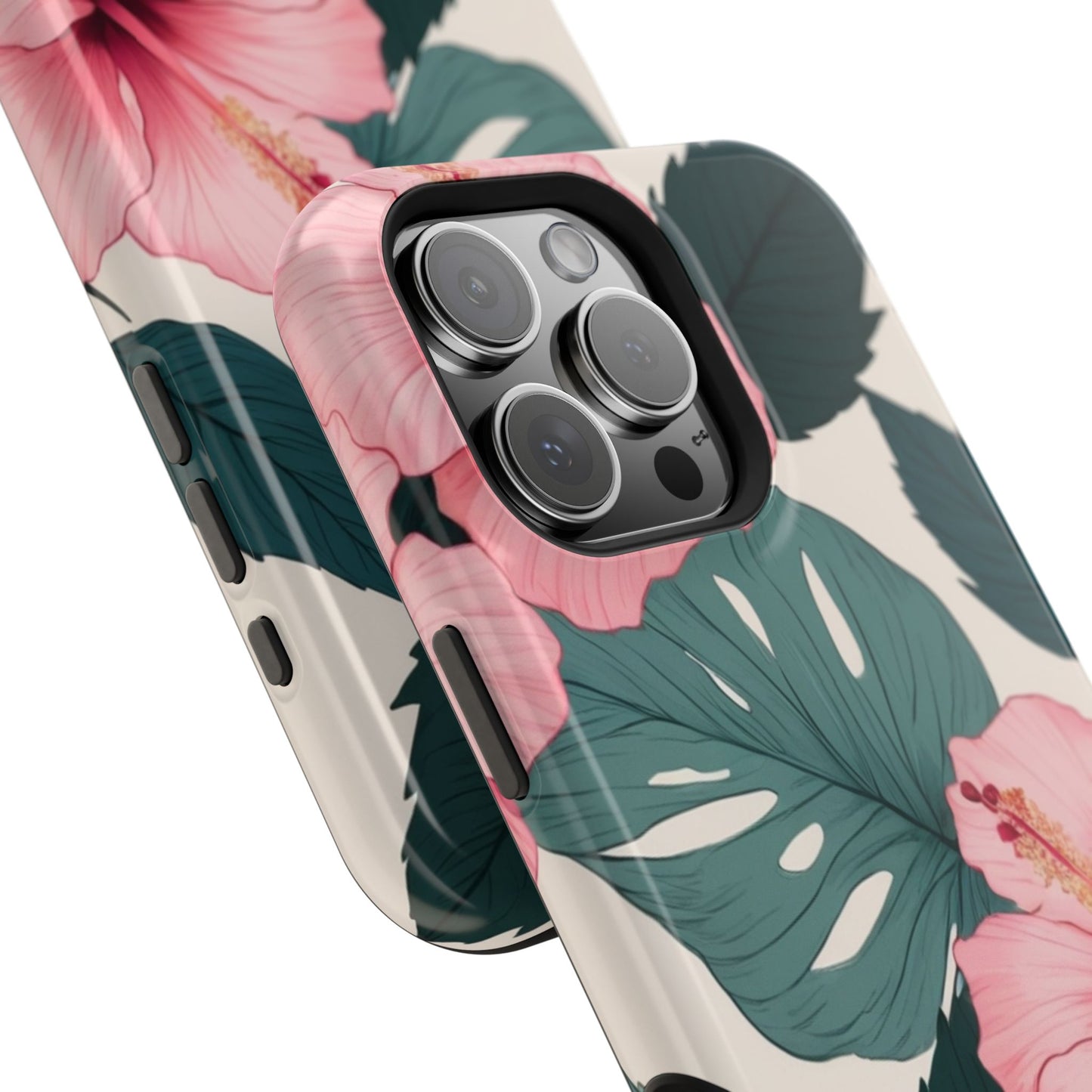 Tropical Hibiscus Magnetic Tough Phone Case for iPhone 13 14 15 16 Models