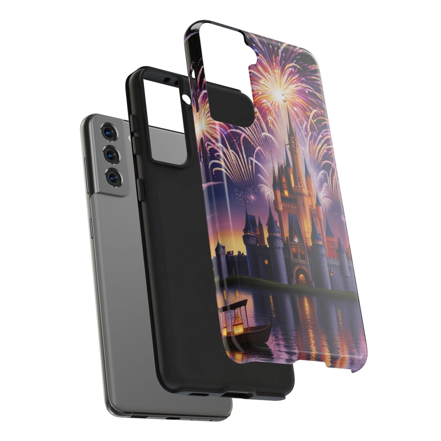 Magical Castle and Fireworks Tough Phone Case for iPhone 16 15 14 13 12 11 X 8 7 Samsung Galaxy S24 S23 S22 S21