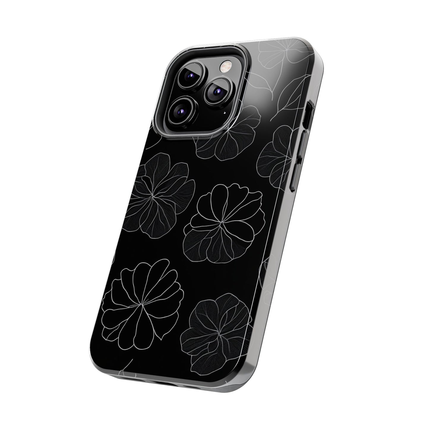 Black Floral Tough Phone Case
