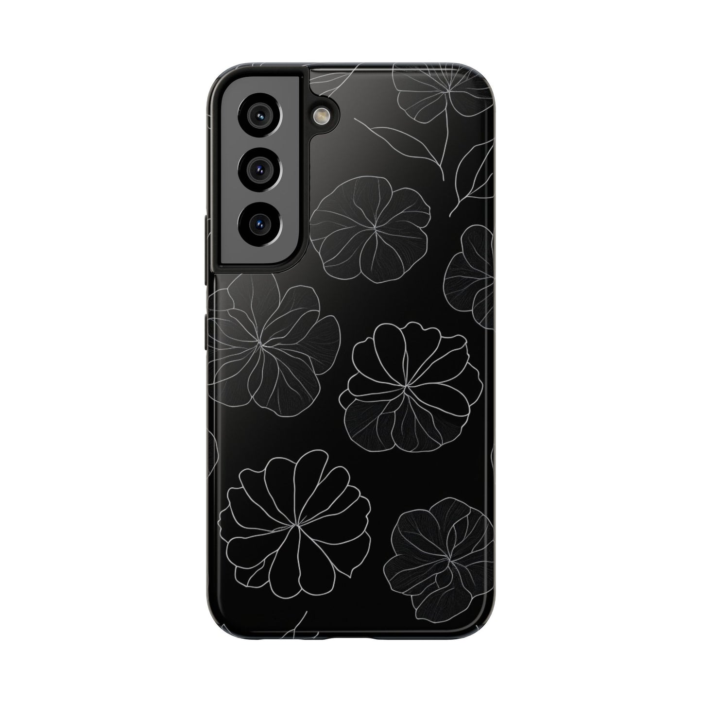 Black Floral Tough Phone Case