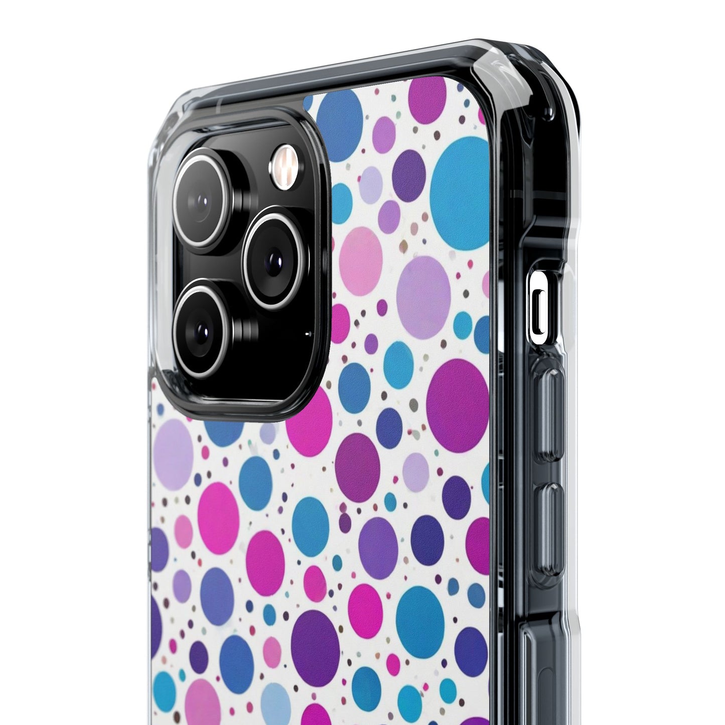 Polka Dot Design Magnetic Clear Impact Case for iPhone 16 15 14