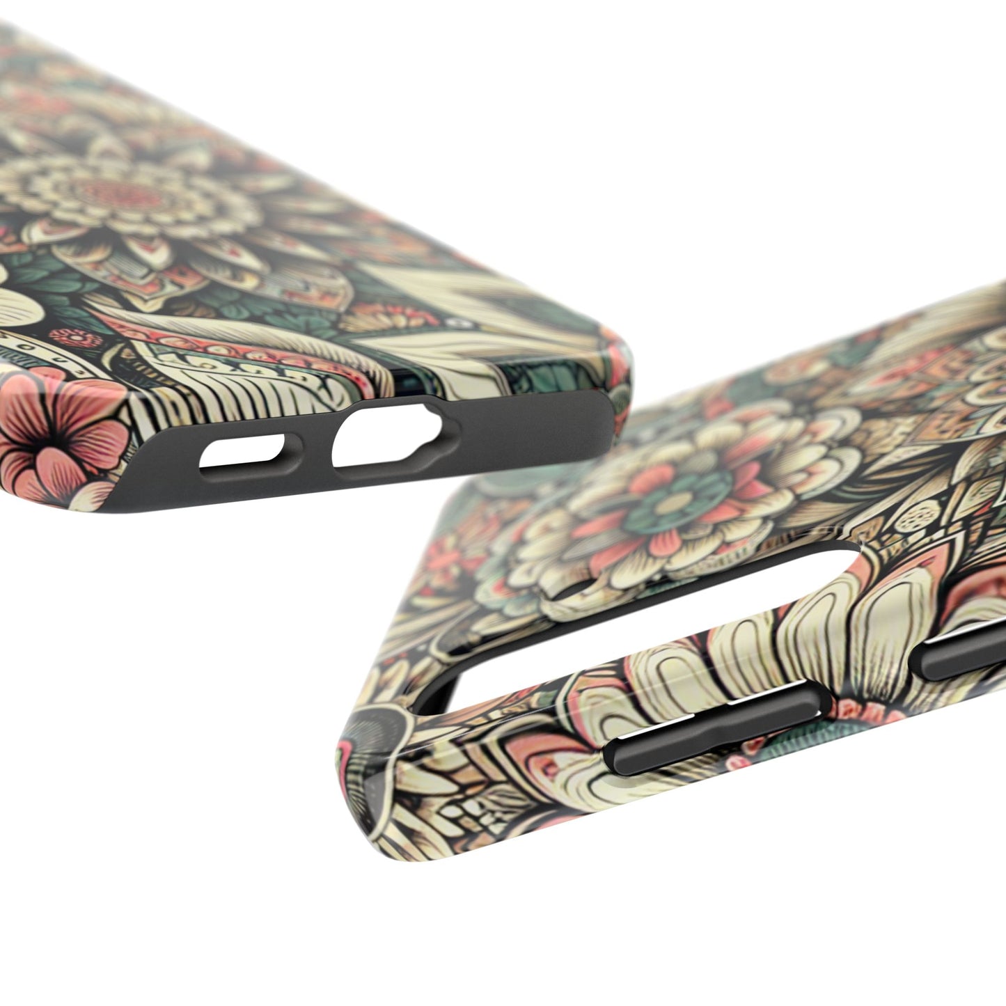 Boho Floral Tough Case for iPhone 16 15 14 13 12 11 X 8 7 Samsung Galaxy S24 S23 S22 S21