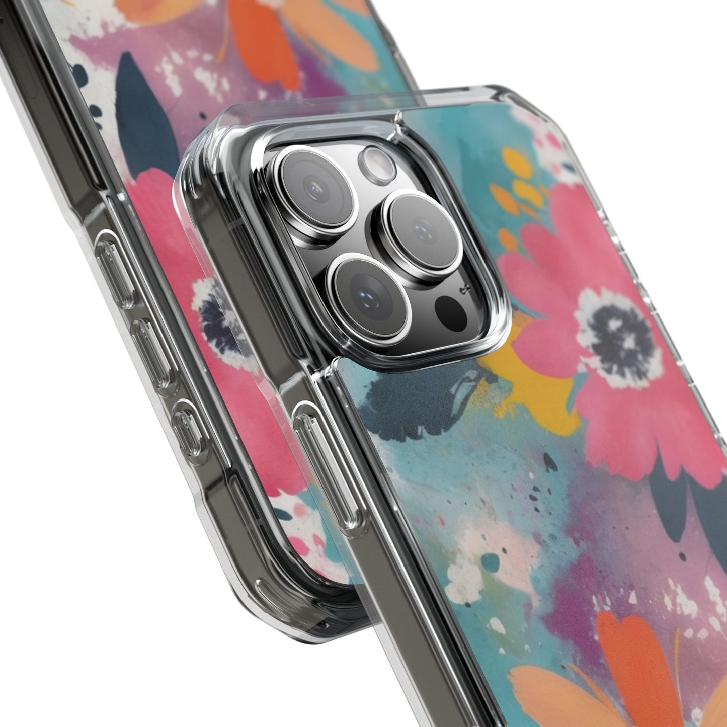Vibrant Floral Magnetic Clear Impact Case for iPhone 16 15 14
