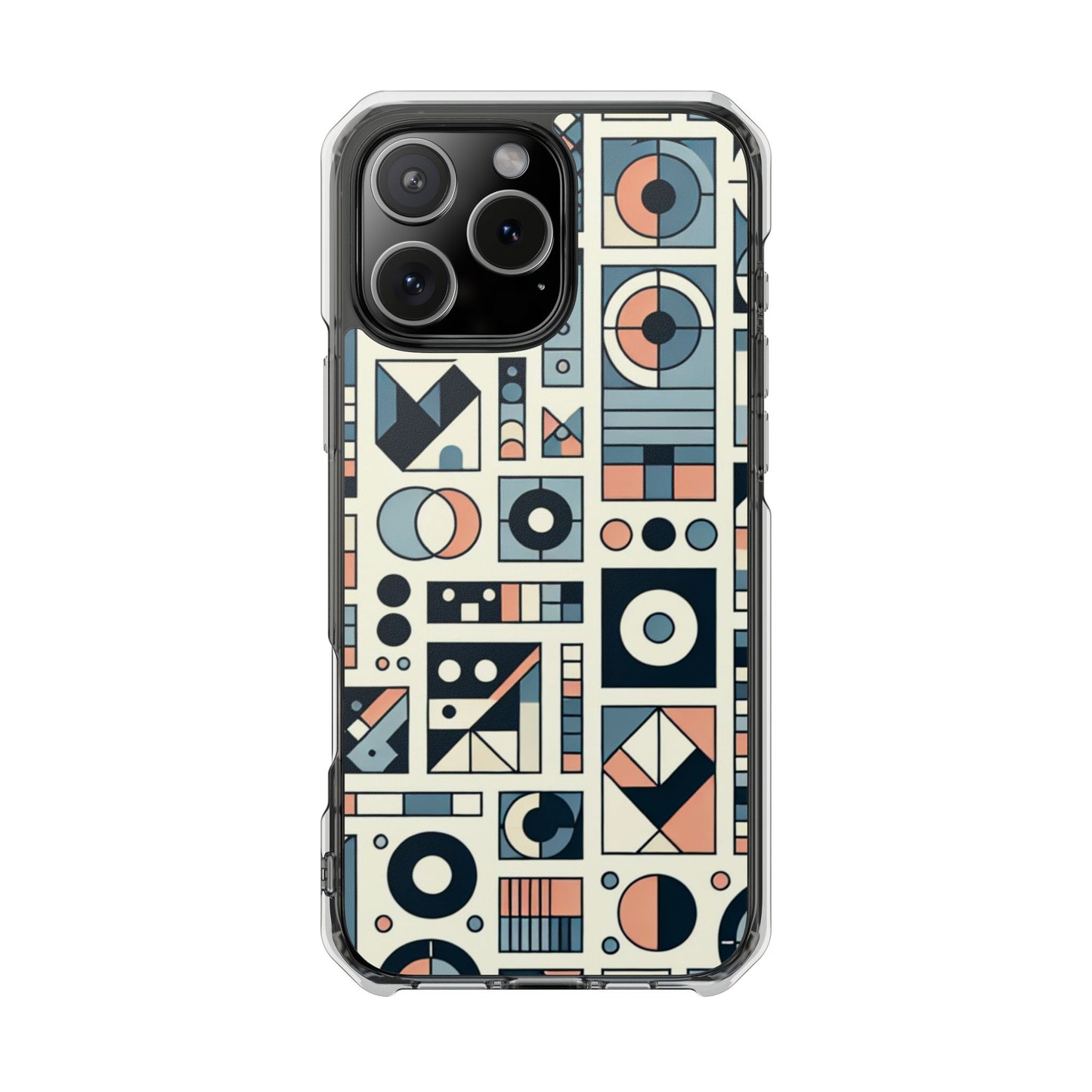 Geometric Print Magnetic Clear Impact Case for iPhone 16 15 14