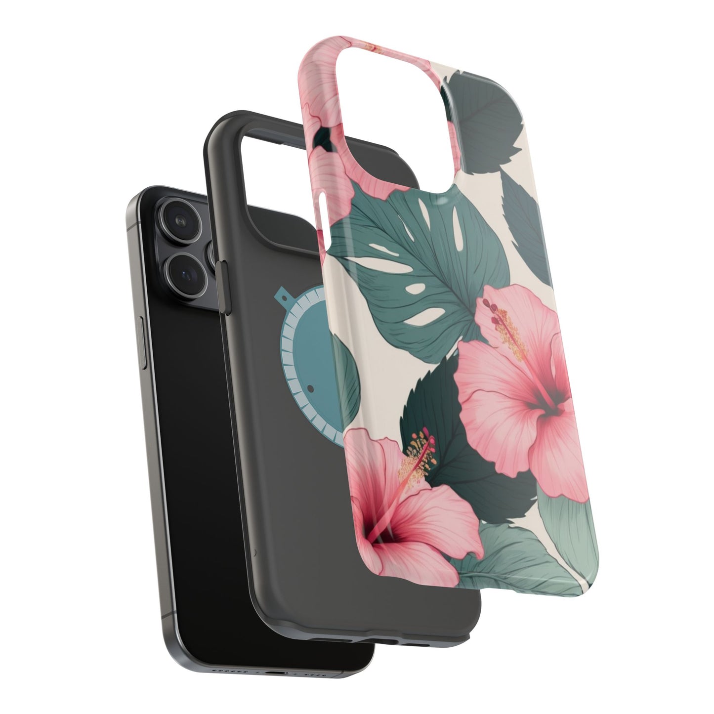 Tropical Hibiscus Magnetic Tough Phone Case for iPhone 13 14 15 16 Models