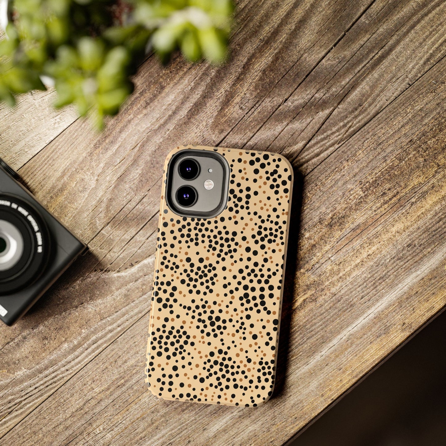 Tan and Black Dot Tough Phone Case