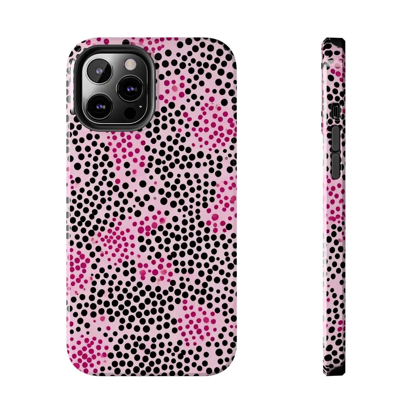 Pink and Black Dot Design Tough Phone Case