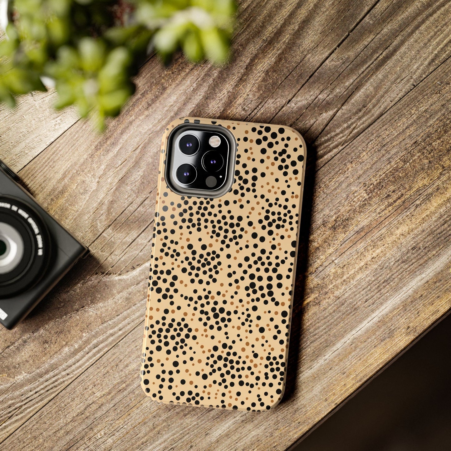 Tan and Black Dot Tough Phone Case