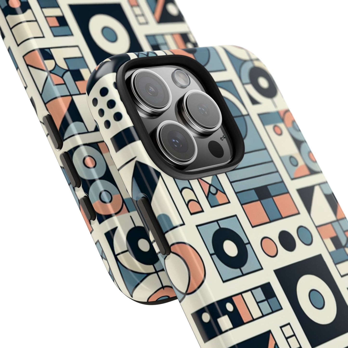 Geometric Print Tough Phone Case for iPhone 16 15 14 13 12 11 X 8 7 Samsung Galaxy S24 S23 S22 S21