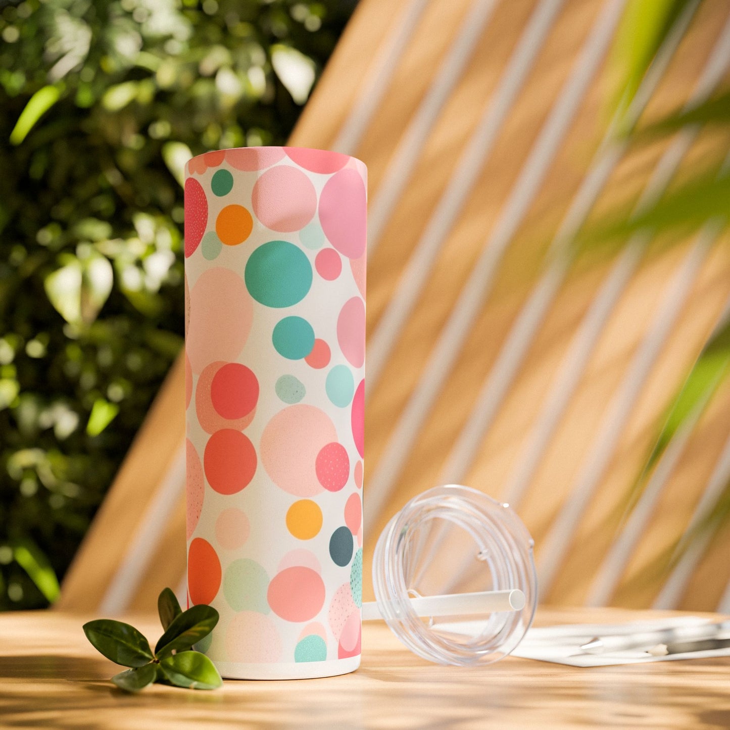 Colorful Polka Dot 20oz Skinny Tumbler with Straw - Fun & Stylish Drinkware