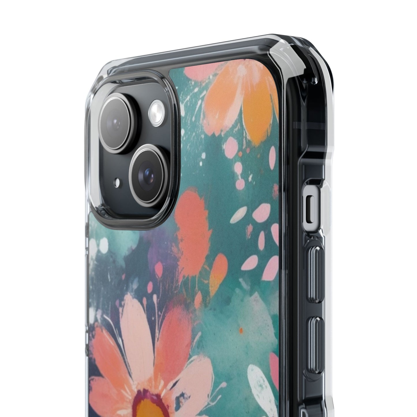 Pastel Floral Magnetic Clear Impact Case for iPhone 16 15 14