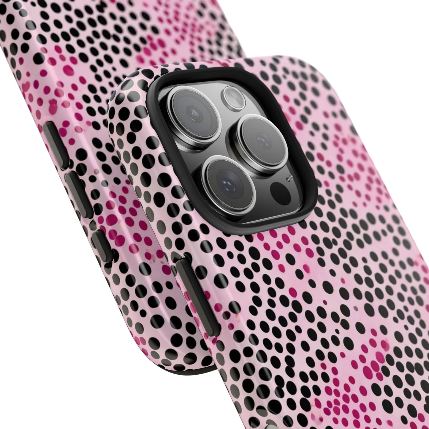 Pink and Black Dot Design Tough Phone Case