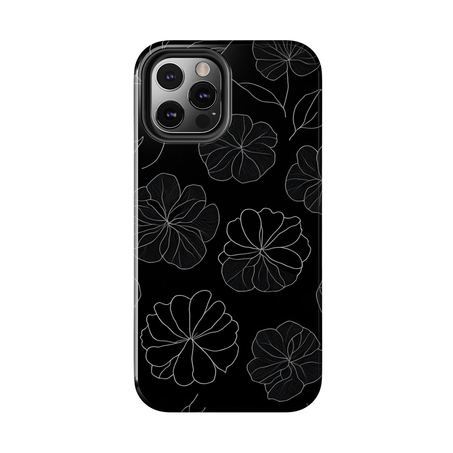Black Floral Tough Phone Case