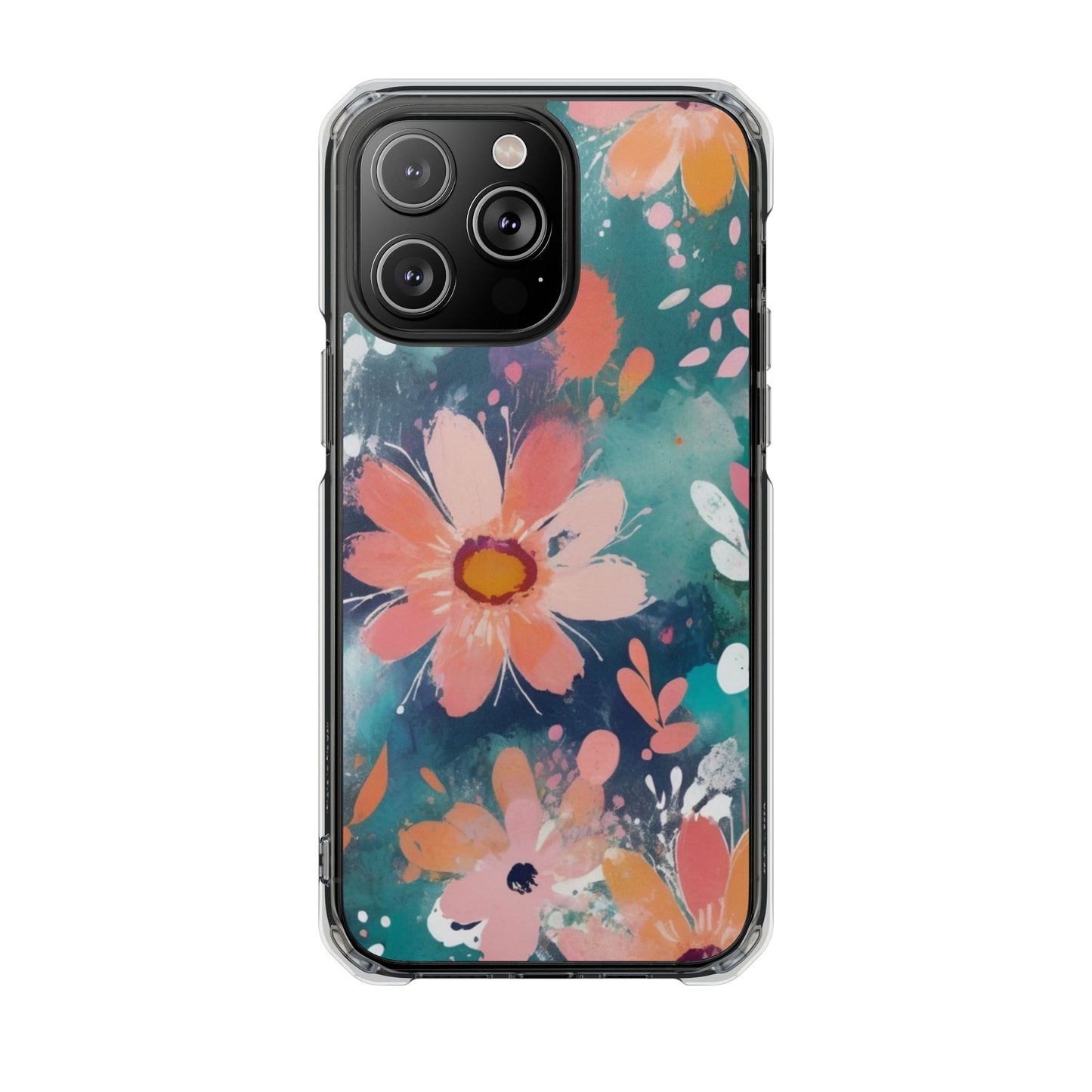 Pastel Floral Magnetic Clear Impact Case for iPhone 16 15 14