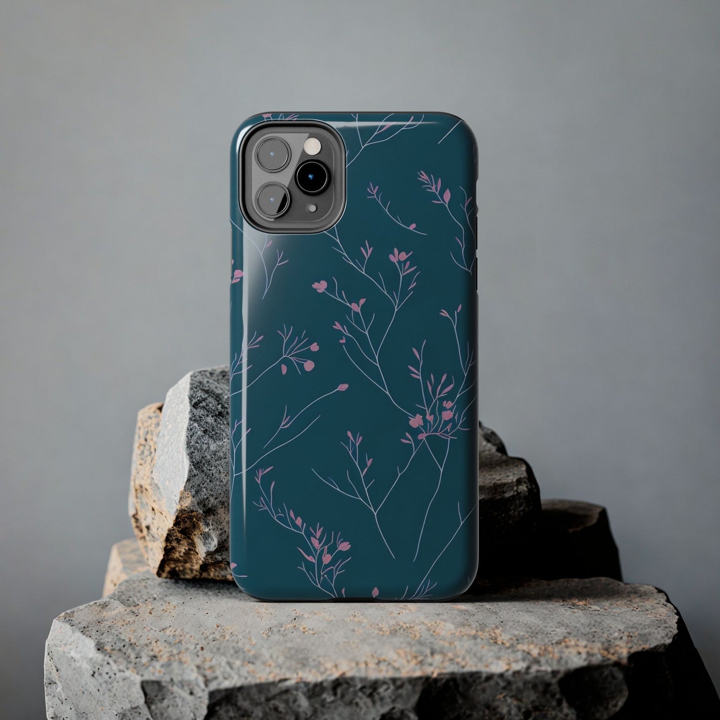 Teal Floral Tough Phone Case