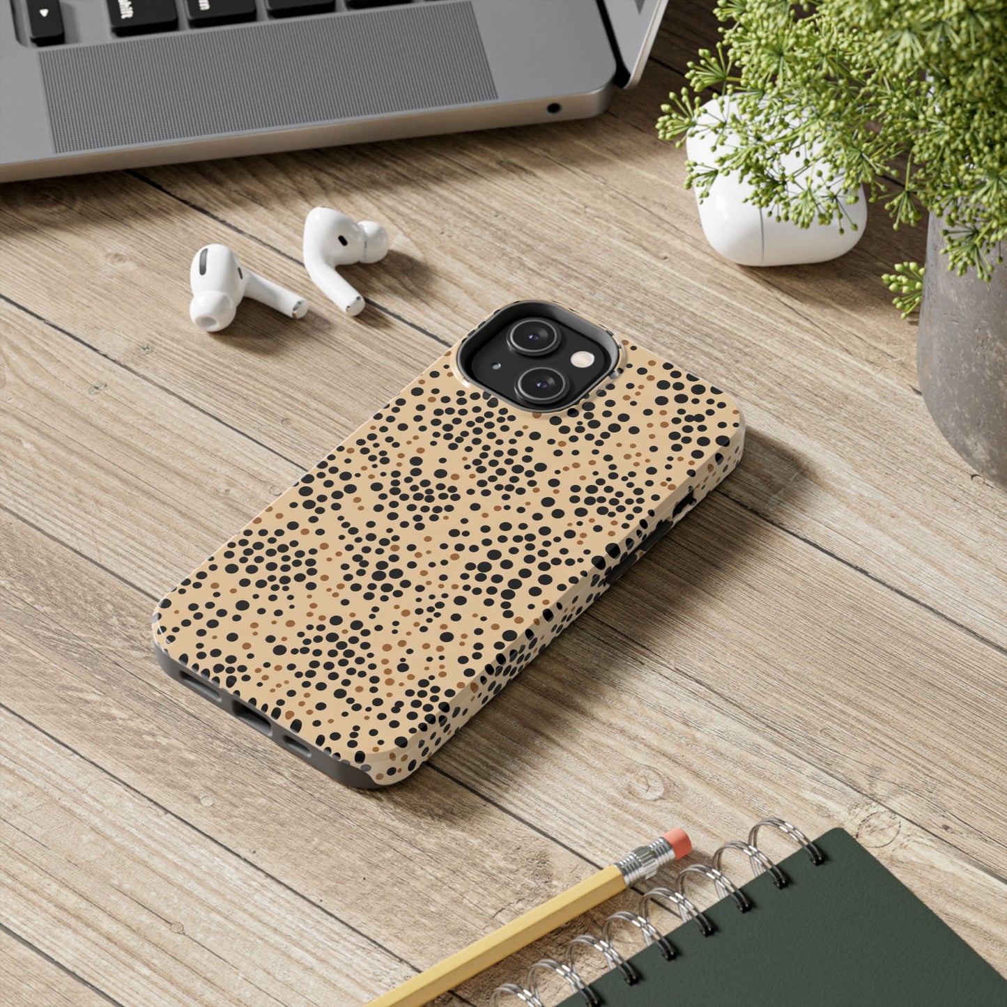Tan and Black Dot Tough Phone Case