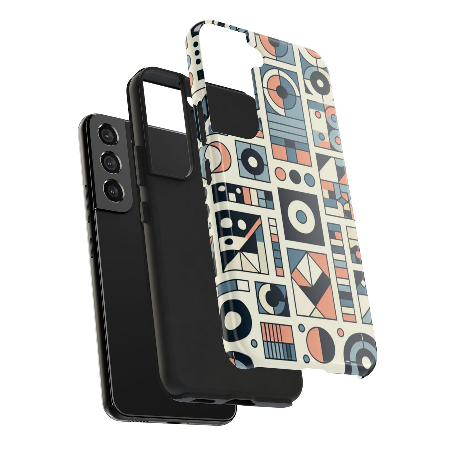 Geometric Print Tough Phone Case for iPhone 16 15 14 13 12 11 X 8 7 Samsung Galaxy S24 S23 S22 S21