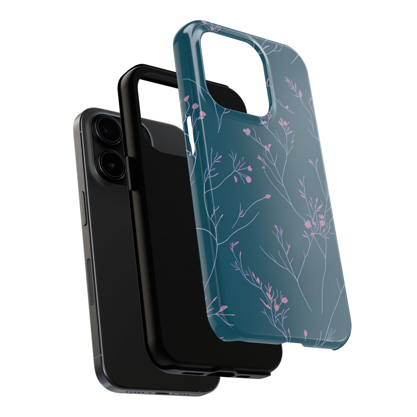 Teal Floral Tough Phone Case