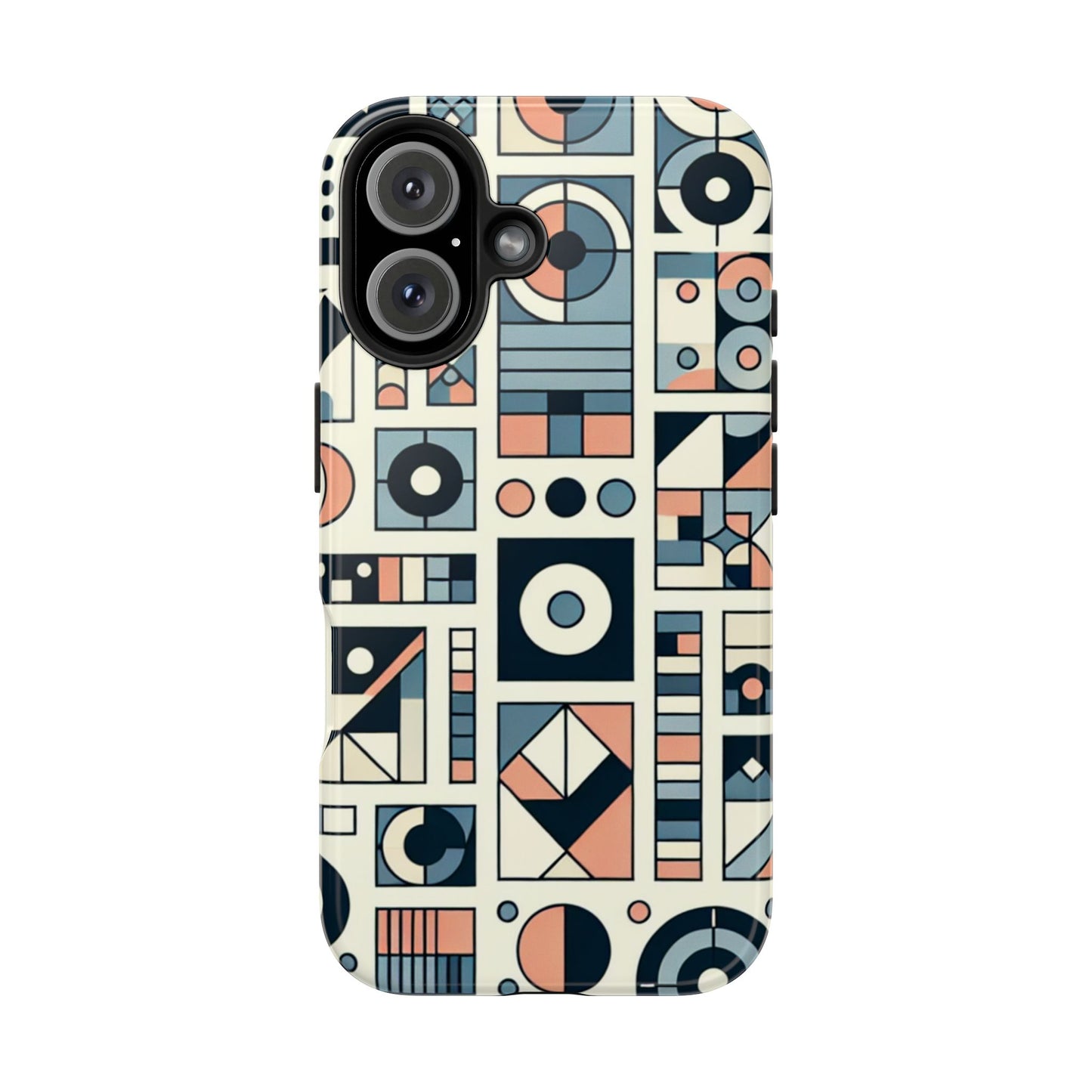 Geometric Print Tough Phone Case for iPhone 16 15 14 13 12 11 X 8 7 Samsung Galaxy S24 S23 S22 S21