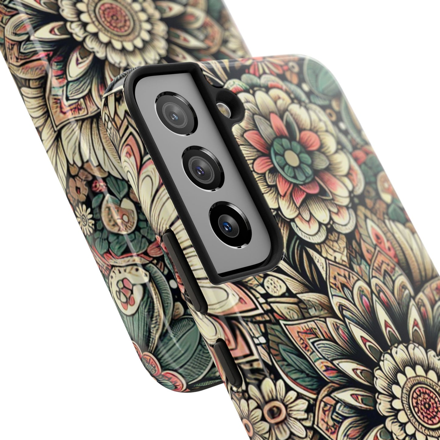 Boho Floral Tough Case for iPhone 16 15 14 13 12 11 X 8 7 Samsung Galaxy S24 S23 S22 S21