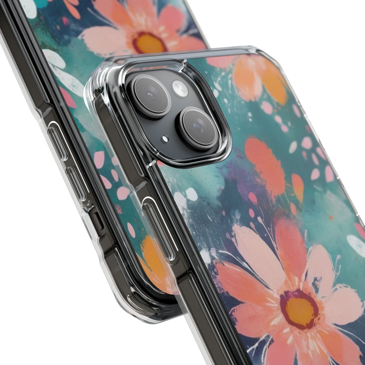 Pastel Floral Magnetic Clear Impact Case for iPhone 16 15 14