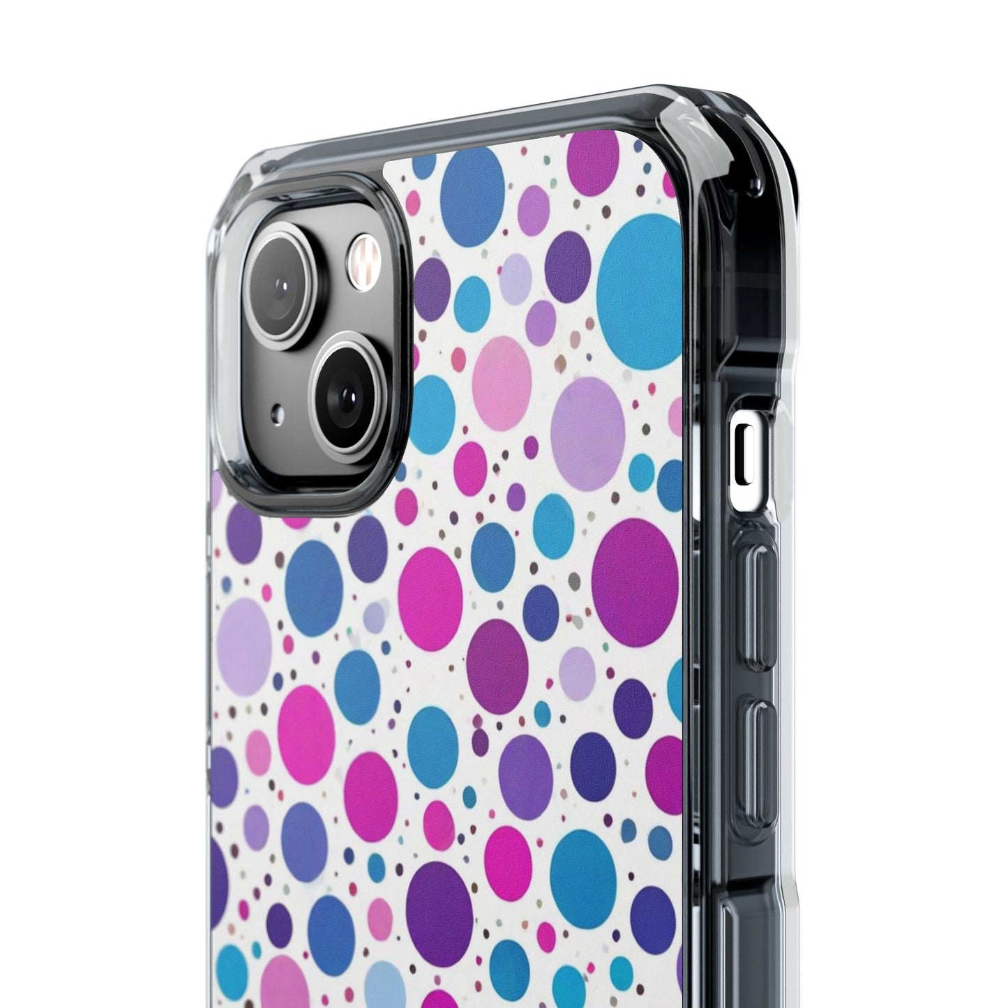 Polka Dot Design Magnetic Clear Impact Case for iPhone 16 15 14