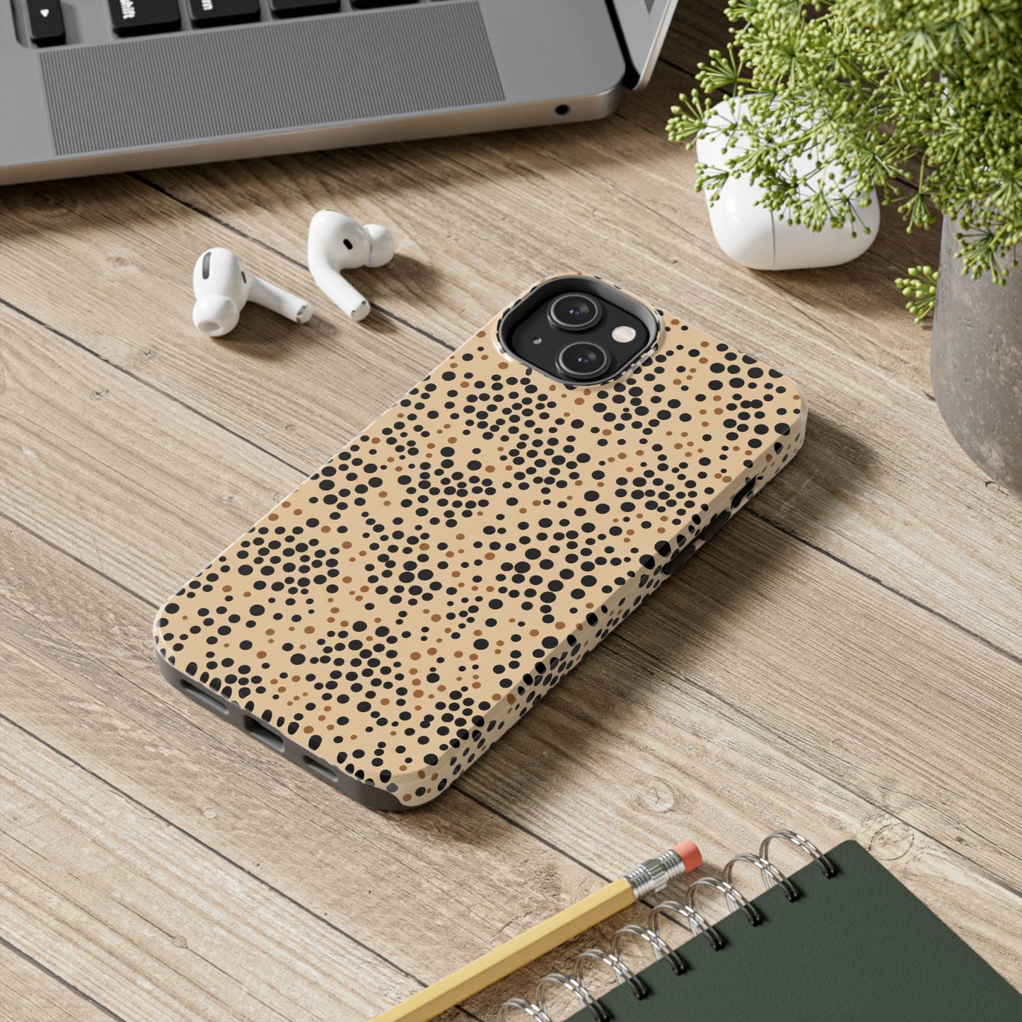 Tan and Black Dot Tough Phone Case