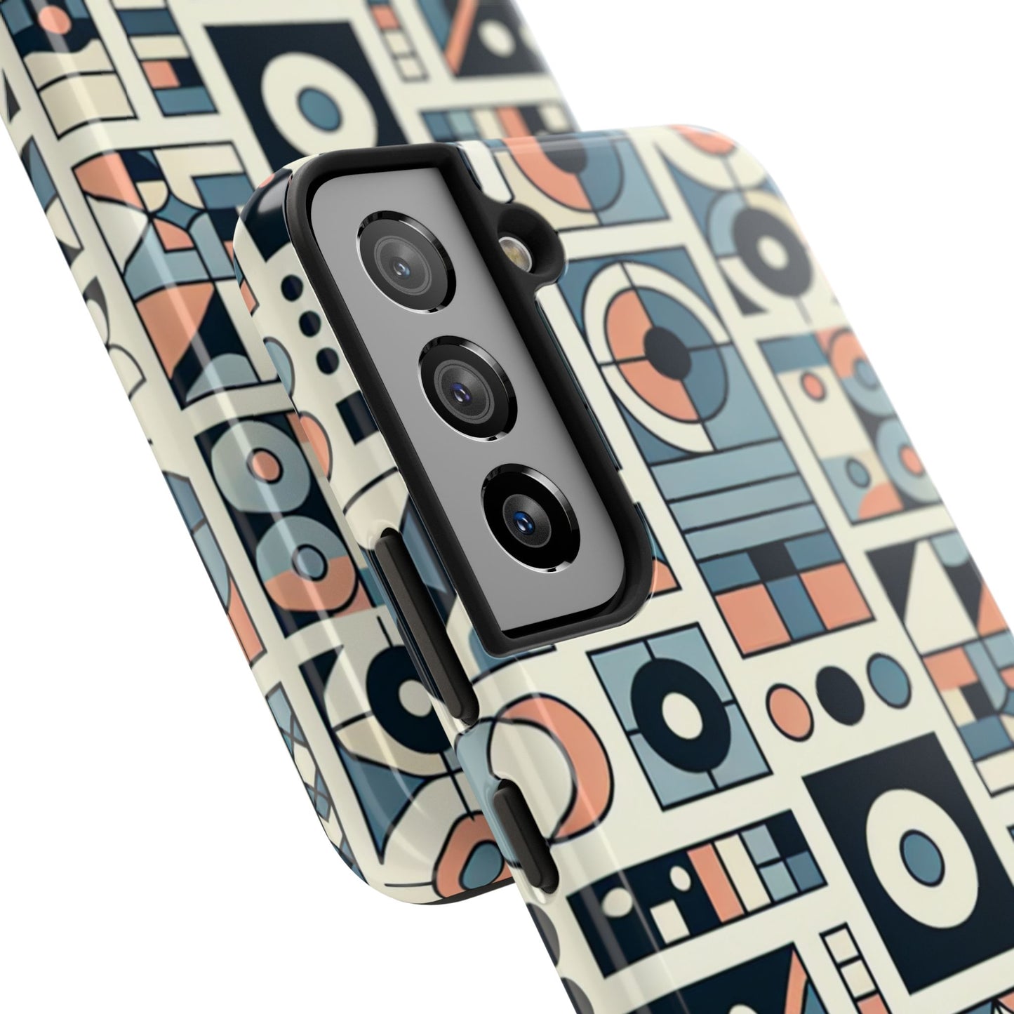 Geometric Print Tough Phone Case for iPhone 16 15 14 13 12 11 X 8 7 Samsung Galaxy S24 S23 S22 S21