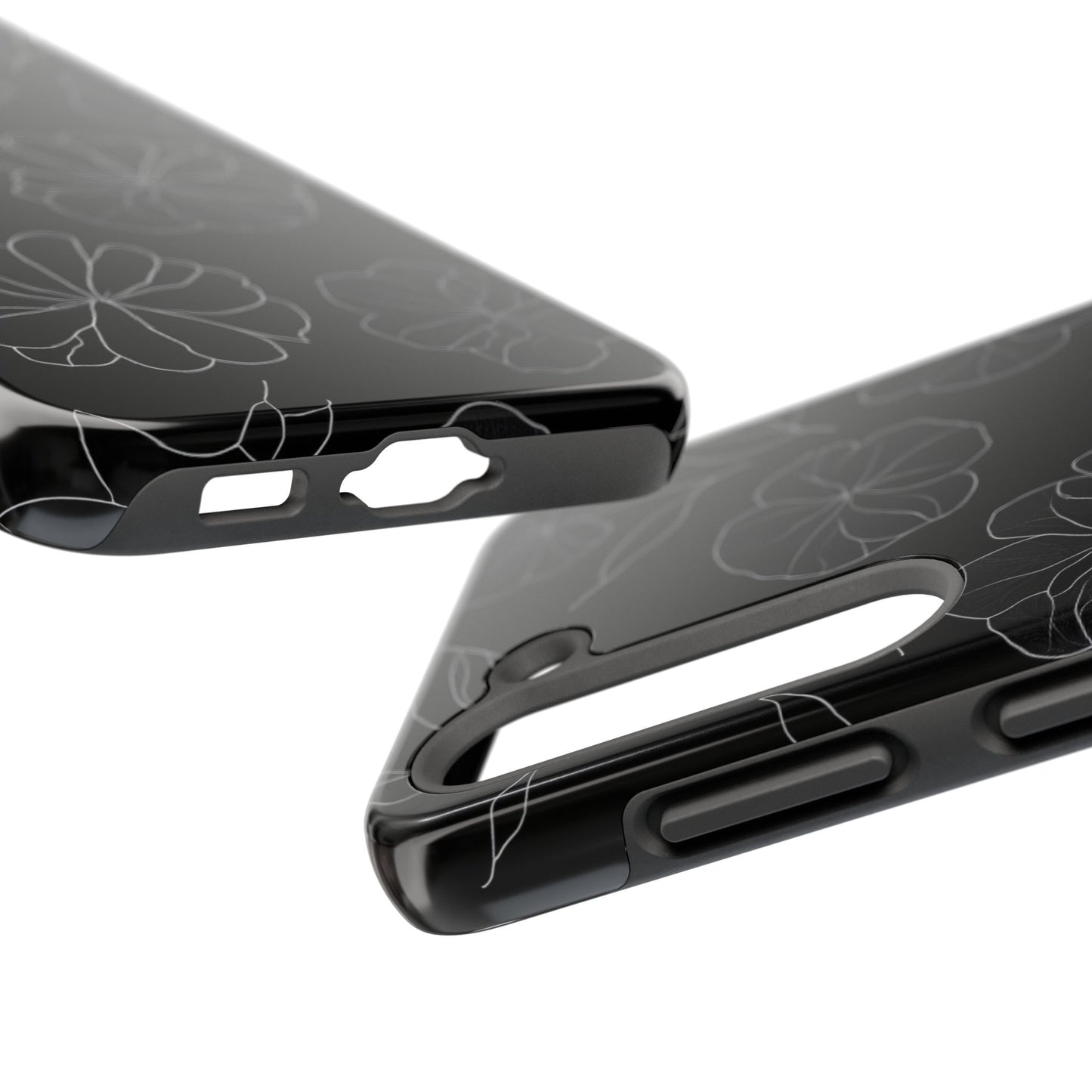 Black Floral Tough Phone Case