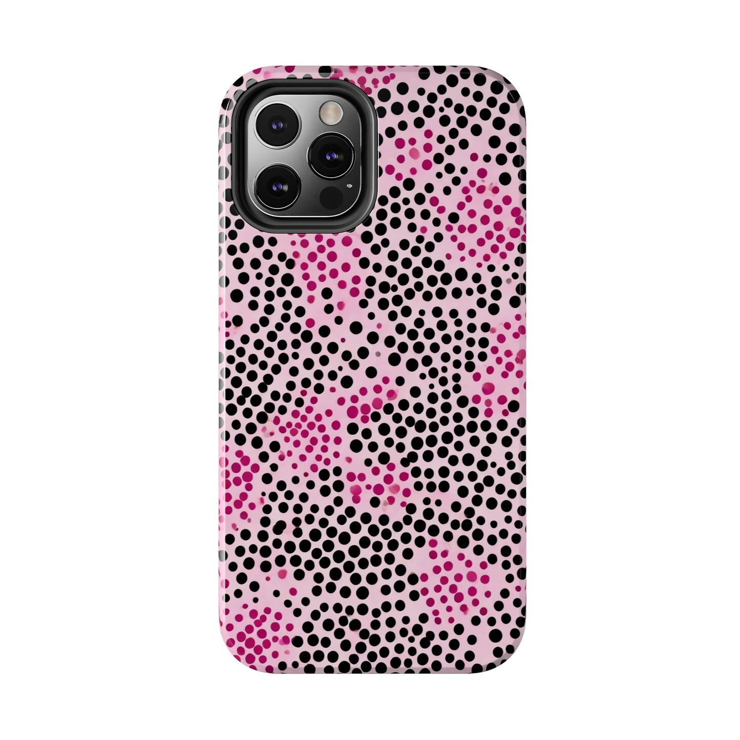 Pink and Black Dot Design Tough Phone Case