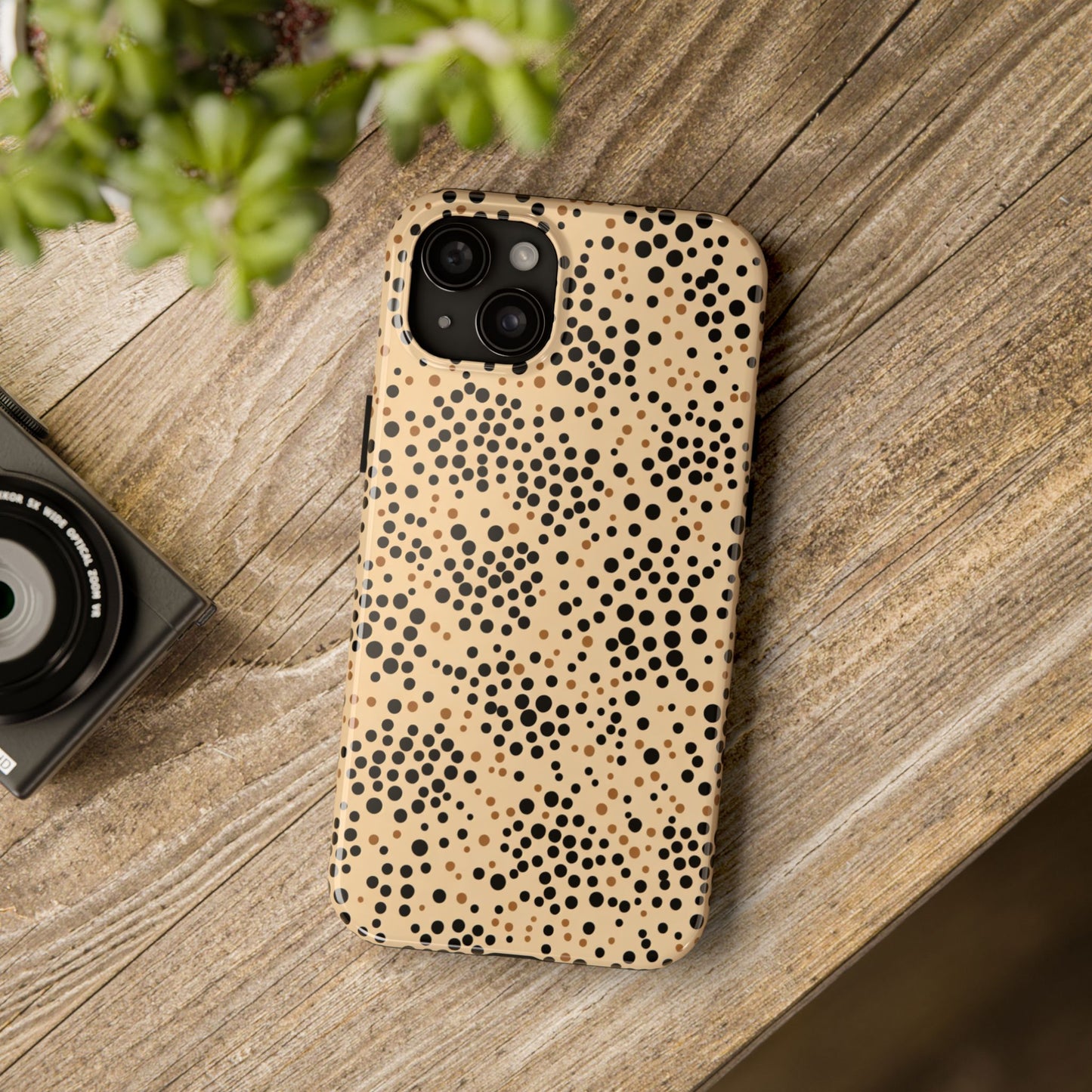 Tan and Black Dot Tough Phone Case